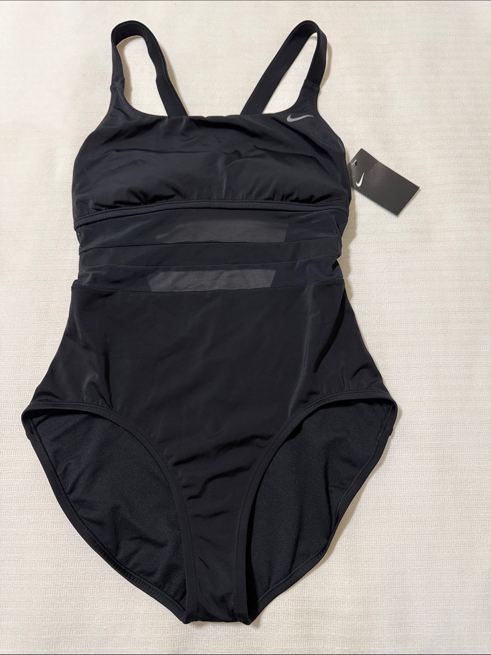 Nike Black One-Piece Swimsuit with Mesh Waist Insets